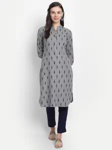 SUTI Ethnic Motifs Printed Mandarin Collar Three-Quarter Sleeves Cotton Kurta