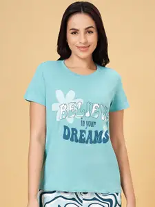 Dreamz by Pantaloons Women Typography Printed Pure Cotton Lounge Tshirt