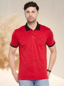 WILD WEST Geometric Printed Polo Collar T-shirt