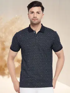 WILD WEST Geometric Printed Polo Collar T-shirt