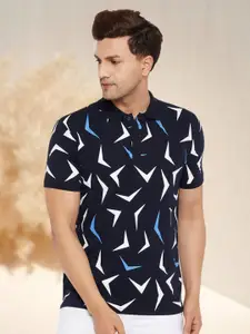 WILD WEST Geometric Printed Polo Collar T-shirt