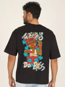 PRONK Where's Da Bass Graphic Printed Oversized Cotton T-shirt