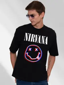 PRONK Nirvana Graphic Printed Oversized Cotton T-shirt