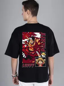PRONK Luffy Anime Graphic Oversized Cotton T-shirt