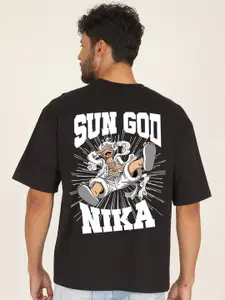 PRONK Sun God Printed Drop Shoulder Sleeves Pure Cotton Oversized T-shirt