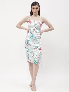 Madame Tropical Printed Shoulder Straps Straight Sheath Dress