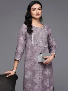 Anouk Bandhani Printed Thread Work Straight Kurta