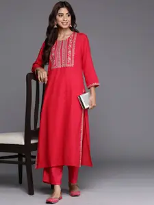 Anouk Embroidered Round Neck Straight Kurta