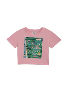 Anthrilo Girls People & Places Printed Round Neck Cotton T-shirt