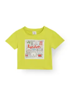 Anthrilo Girls Typography Printed Cotton T-shirt