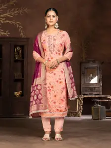 MANVAA Ethnic Motifs Printed Beads and Stones Unstitched Dress Material