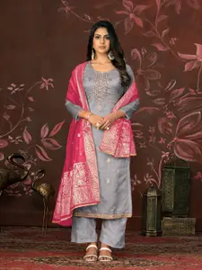 MANVAA Embellished Organza Unstitched Dress Material