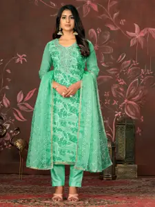 MANVAA Floral Printed Organza Unstitched Dress Material