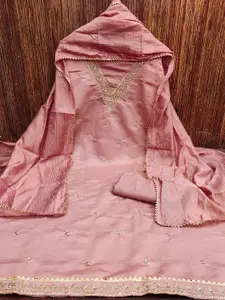 MANVAA Floral Embroidered Sequinned Unstitched Dress Material