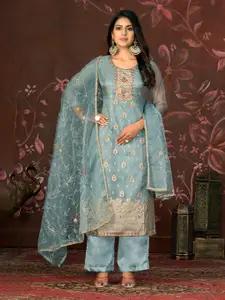 MANVAA Ethnic Motifs Embellished Beads and Stones Unstitched Dress Material