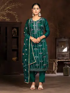 MANVAA Floral Printed Beads and Stones Unstitched Dress Material