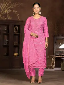 MANVAA Ethnic Motifs Embroidered Organza Unstitched Dress Material