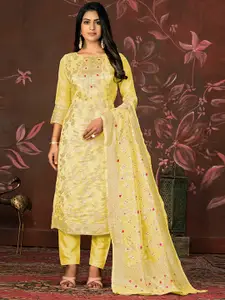 MANVAA Floral Embellished Beads and Stones Unstitched Dress Material