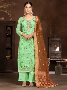 MANVAA Floral Printed Beads and Stones Unstitched Dress Material