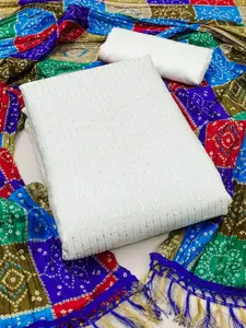 MANVAA Striped Sequinned Unstitched Dress Material