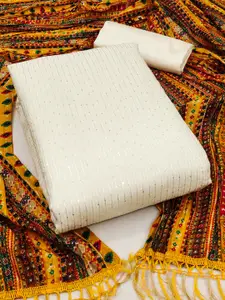 MANVAA Striped Embellished Unstitched Dress Material