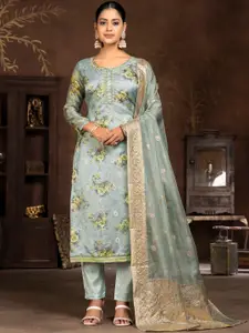 MANVAA Printed Organza Unstitched Dress Material