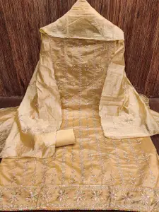 MANVAA Floral Embroidered Beads and Stones Unstitched Dress Material