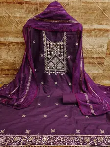 MANVAA Geometric Embellished Sequinned Unstitched Dress Material