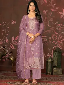 MANVAA Floral Embellished Beads and Stones Unstitched Dress Material