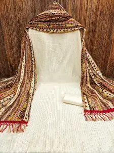 MANVAA Striped Embellished Unstitched Dress Material