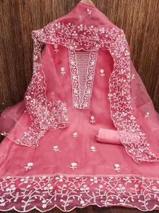 MANVAA Floral Embroidered Unstitched Dress Material