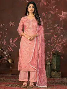 MANVAA Floral Printed Beads and Stones Unstitched Dress Material