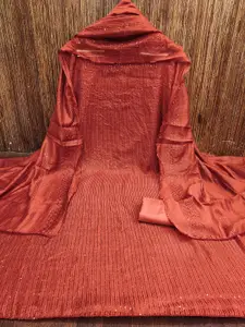 MANVAA Striped Embellished Sequinned Unstitched Dress Material