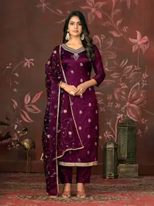 MANVAA Ethnic Motifs Embellished Organza Unstitched Dress Material