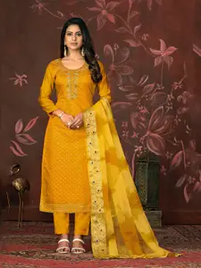 MANVAA Geometric Woven Design Beads & Stones Unstitched Dress Material