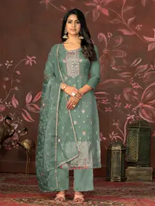 MANVAA Floral Woven Design Beads & Stones Jacquard Unstitched Dress Material