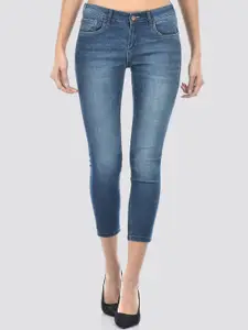 Numero Uno Women Skinny Fit Light Fade Clean Look Cotton Cropped Jeans