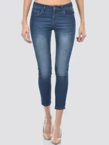 Numero Uno Women Skinny Fit Heavy Fade Clean Look Cotton Cropped Jeans