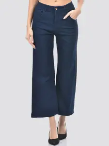 Numero Uno Women Wide Leg High Rise Clean Look Stretchable Cropped Jeans