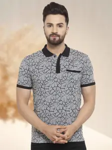 WILD WEST Abstract Printed Polo Collar T-shirt