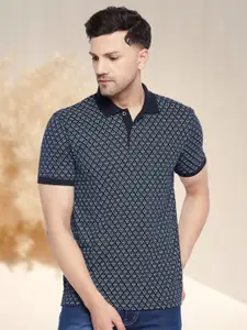 WILD WEST Geometric Printed Polo Collar T-shirt