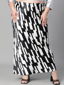 Oxolloxo Geometric Printed Plus Size Pencil Skirt