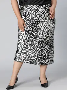 Oxolloxo Plus Size Animal Printed Satin Straight Mini Skirts