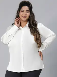 Oxolloxo Plus Size Relaxed Spread Collar Casual Shirt