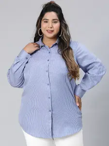 Oxolloxo Women Relaxed Boxy Opaque Striped Casual Shirt