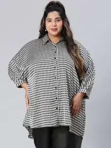 Oxolloxo Plus Size Relaxed Boxy Gingham Checked Casual Shirt