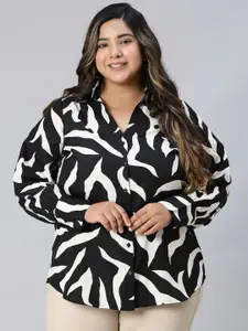 Oxolloxo Plus Size Relaxed Abstract Printed Casual Shirt