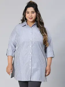 Oxolloxo Women Relaxed Boxy Opaque Striped Casual Shirt