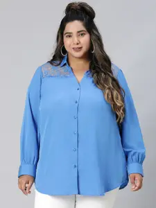 Oxolloxo Plus Size Relaxed Semi Sheer Casual Shirt