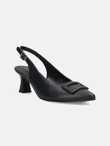 BAGATT Pointed Toe Embellished Leather Block Heels